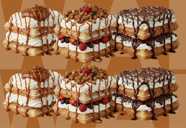 Café con leche mas Waffle sabor a tu elección