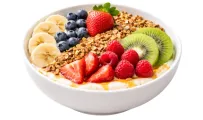YOGUR GRIEGO ,MIEL, GRANOLA CASERA, FRUTAS DE ESTACION Y FRUTOS ROJOS